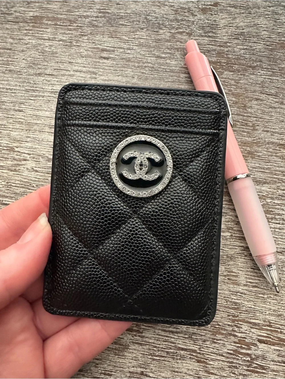 Black Quilted Leather MagSafe Card Holder